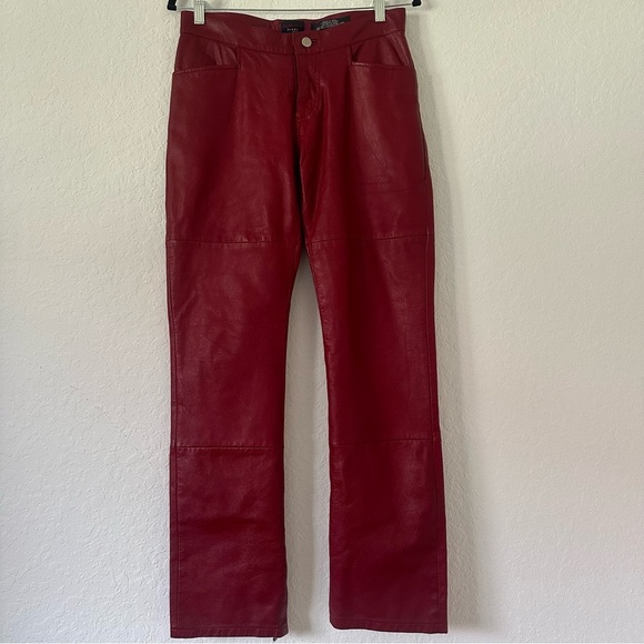 Tommy Hilfiger Vintage Red Leather Pants Size 7 - Picture 1 of 9